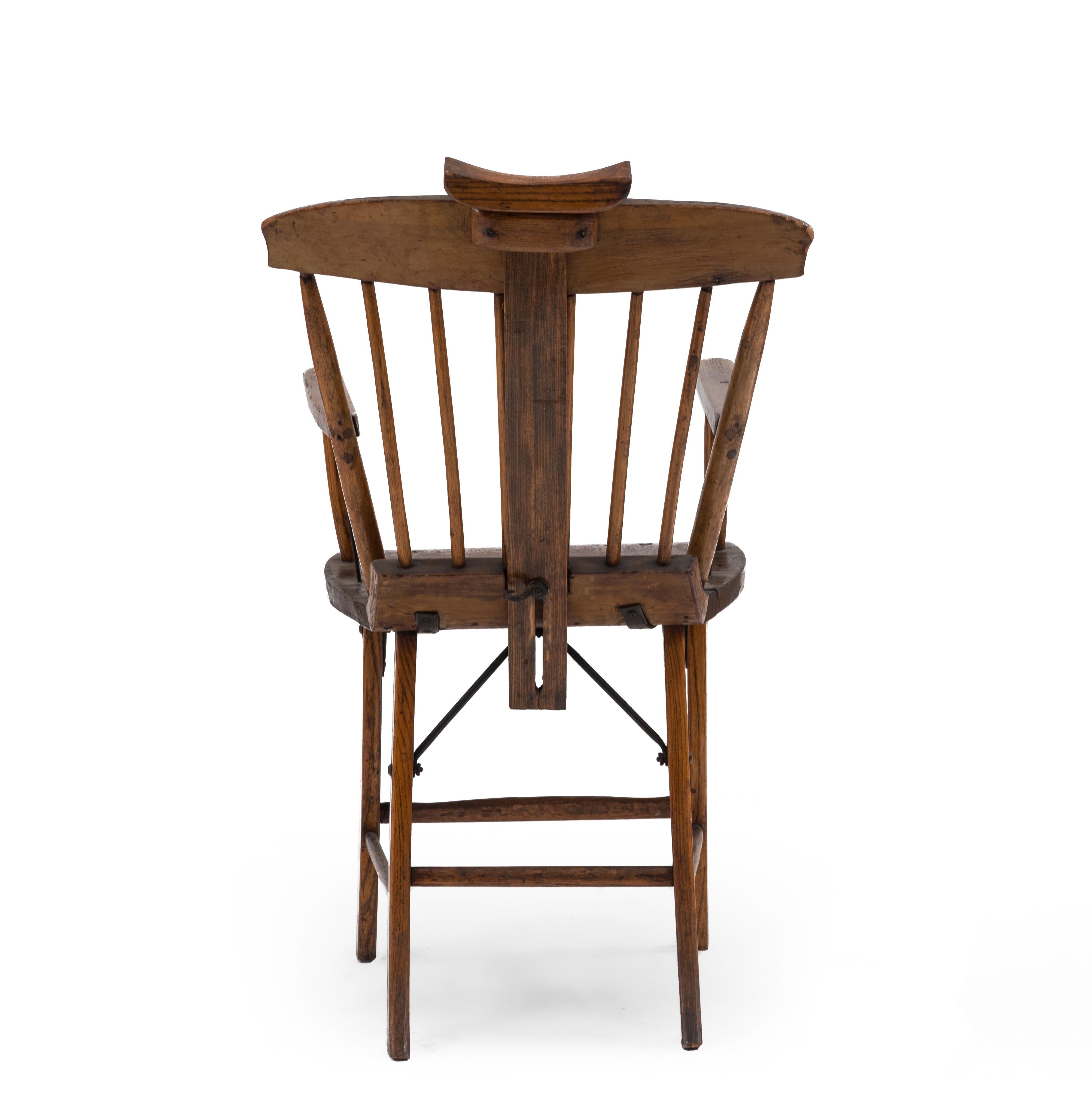 19th Century American Country Stained Pine Armchair For Sale