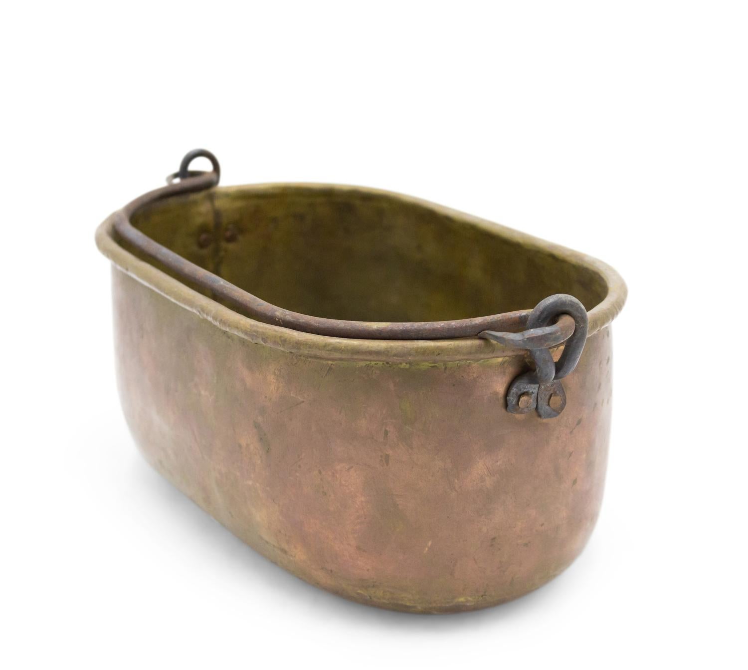 British Colonial American Country Style Brass Oval Pot For Sale