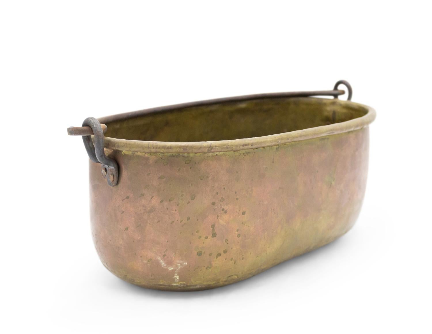 19th Century American Country Style Brass Oval Pot For Sale