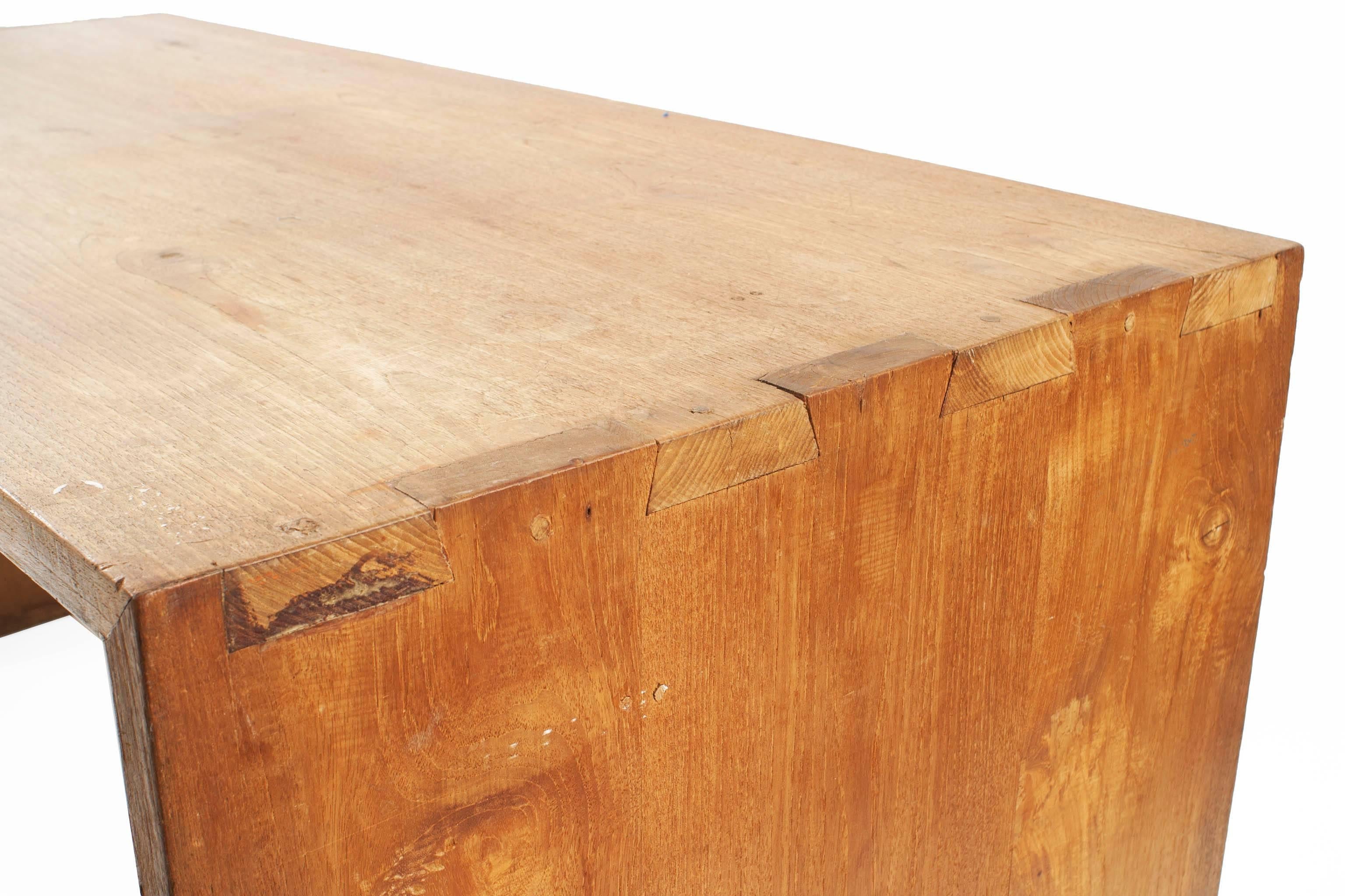 20th Century Post War Minimalist Pine Table Desk with Exposed Dovetails