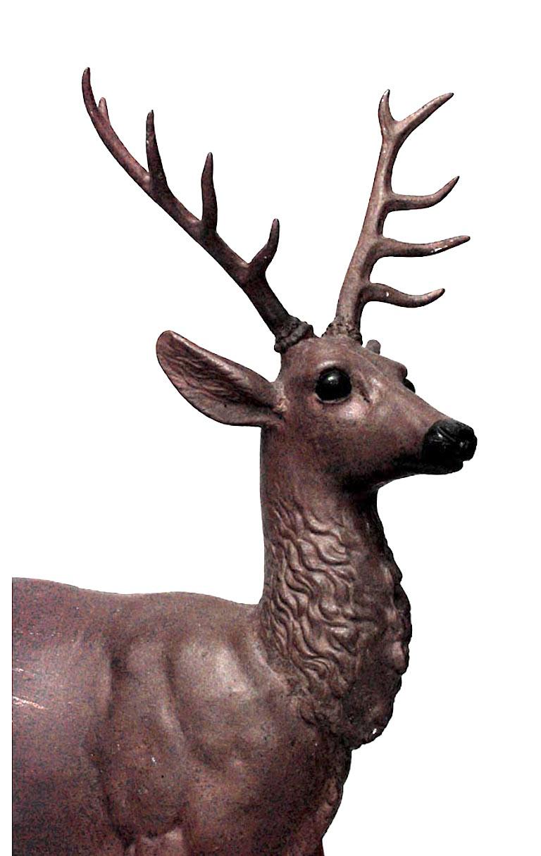 Rustic Outdoor Country Iron Deer Statuary For Sale