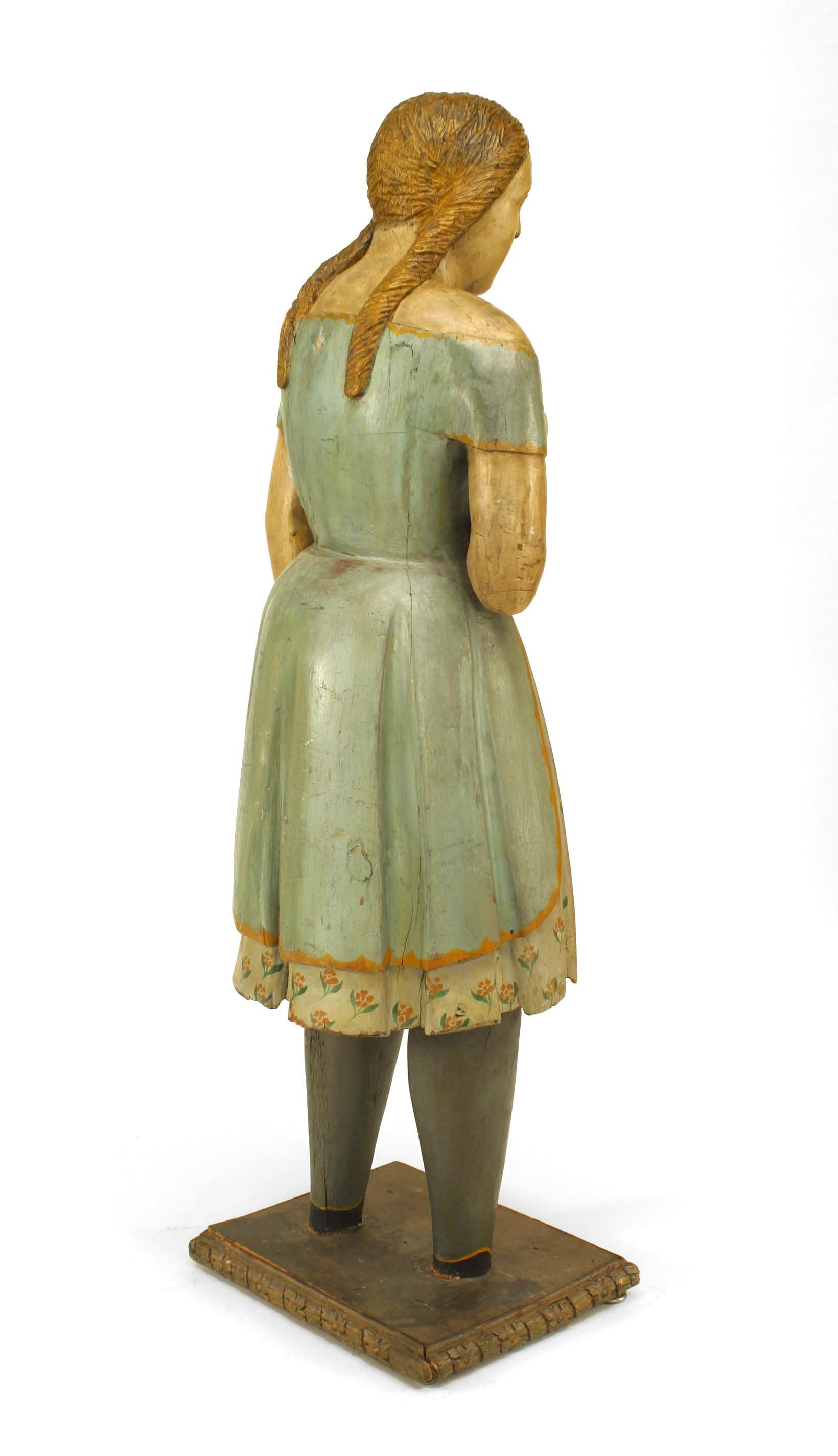 Country Style Wooden Girl Figure For Sale 1