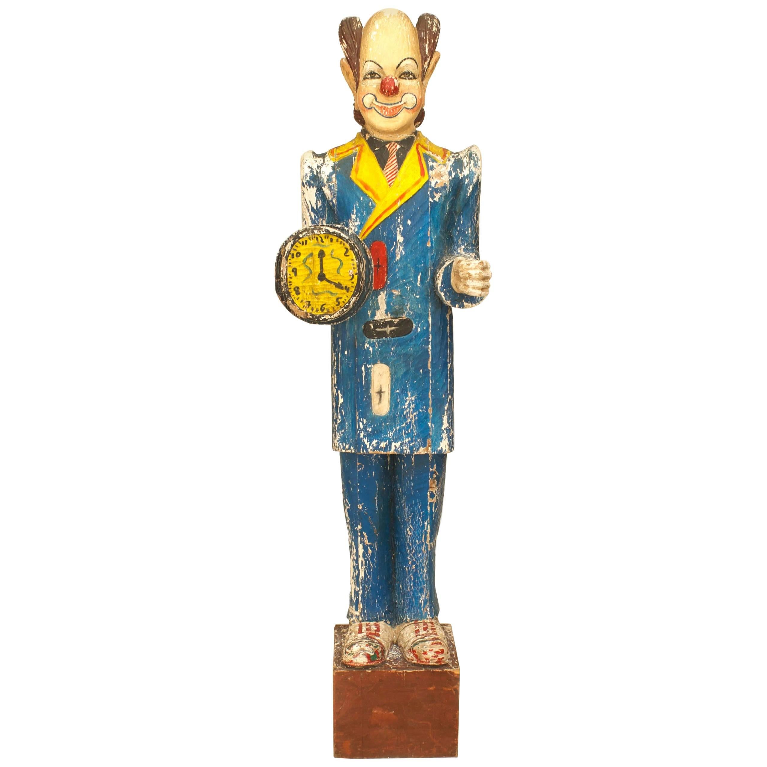 Clown en bois sculpté de style campagnard américain en vente