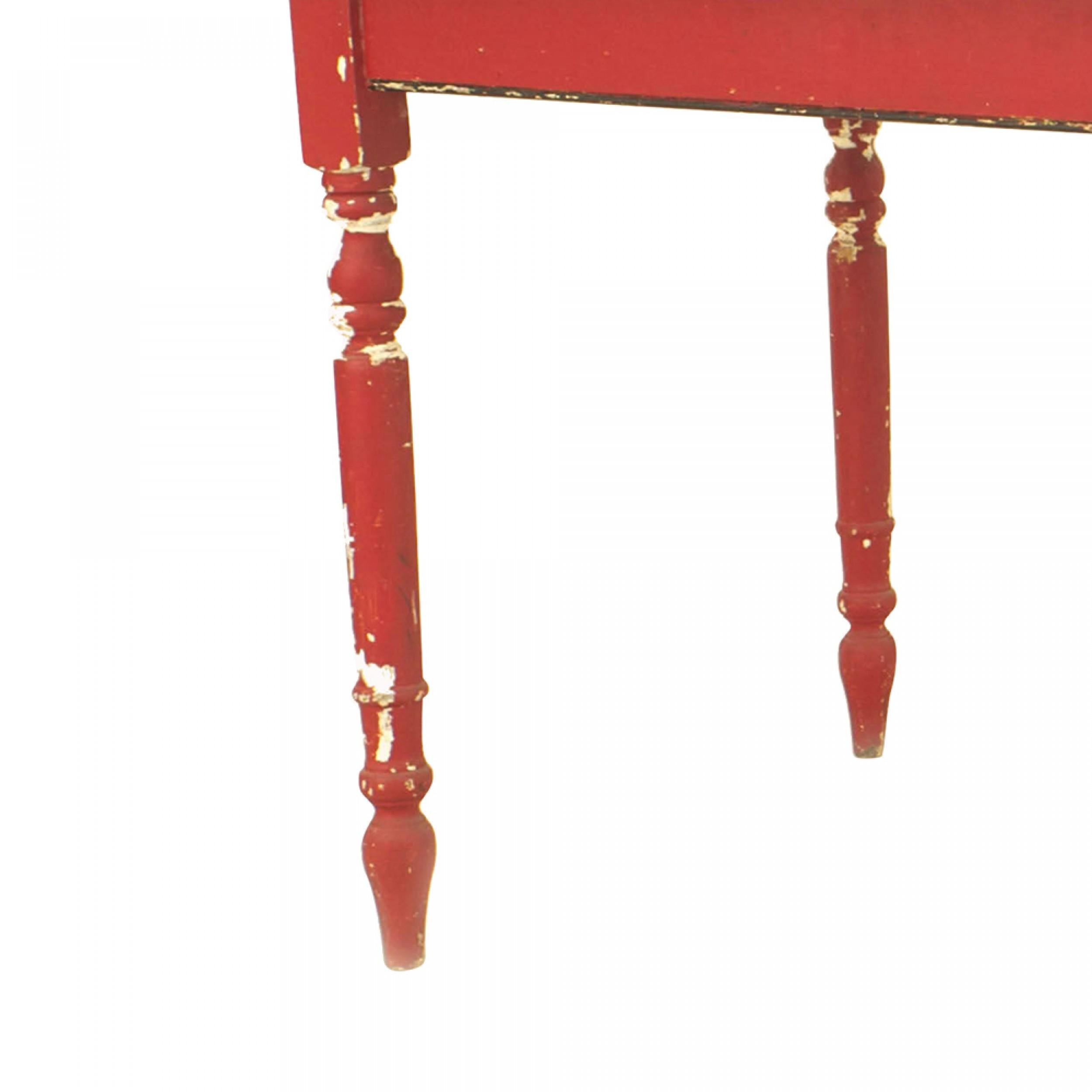 Américain Table de travail américaine peinte en rouge en vente