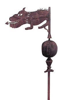 American Country-Style Wrought Iron Weather Vane, Circa 1850, USA