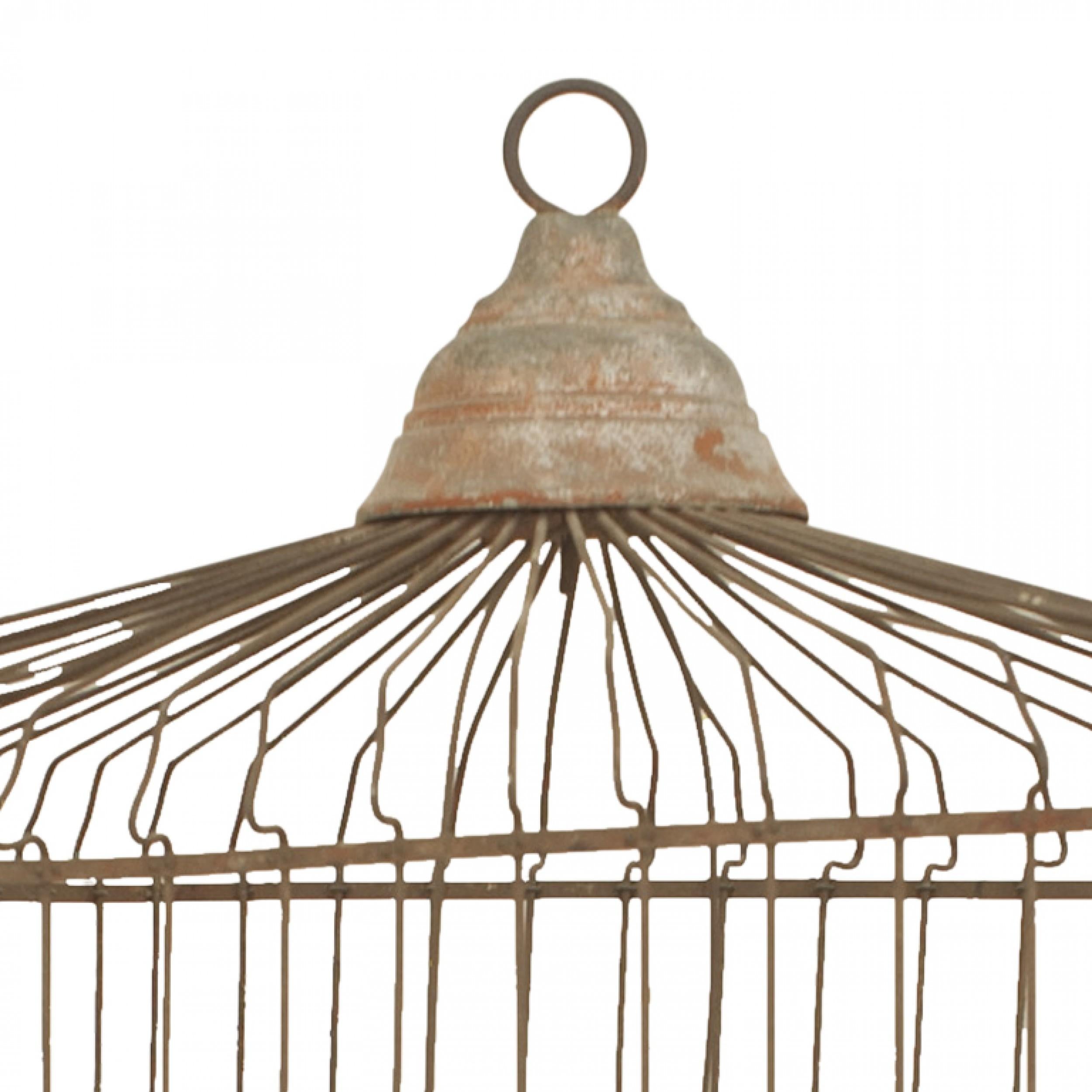 American Country (19/20th Cent) rectangular tole metal and wire bird cage with a bottom tray and center swing