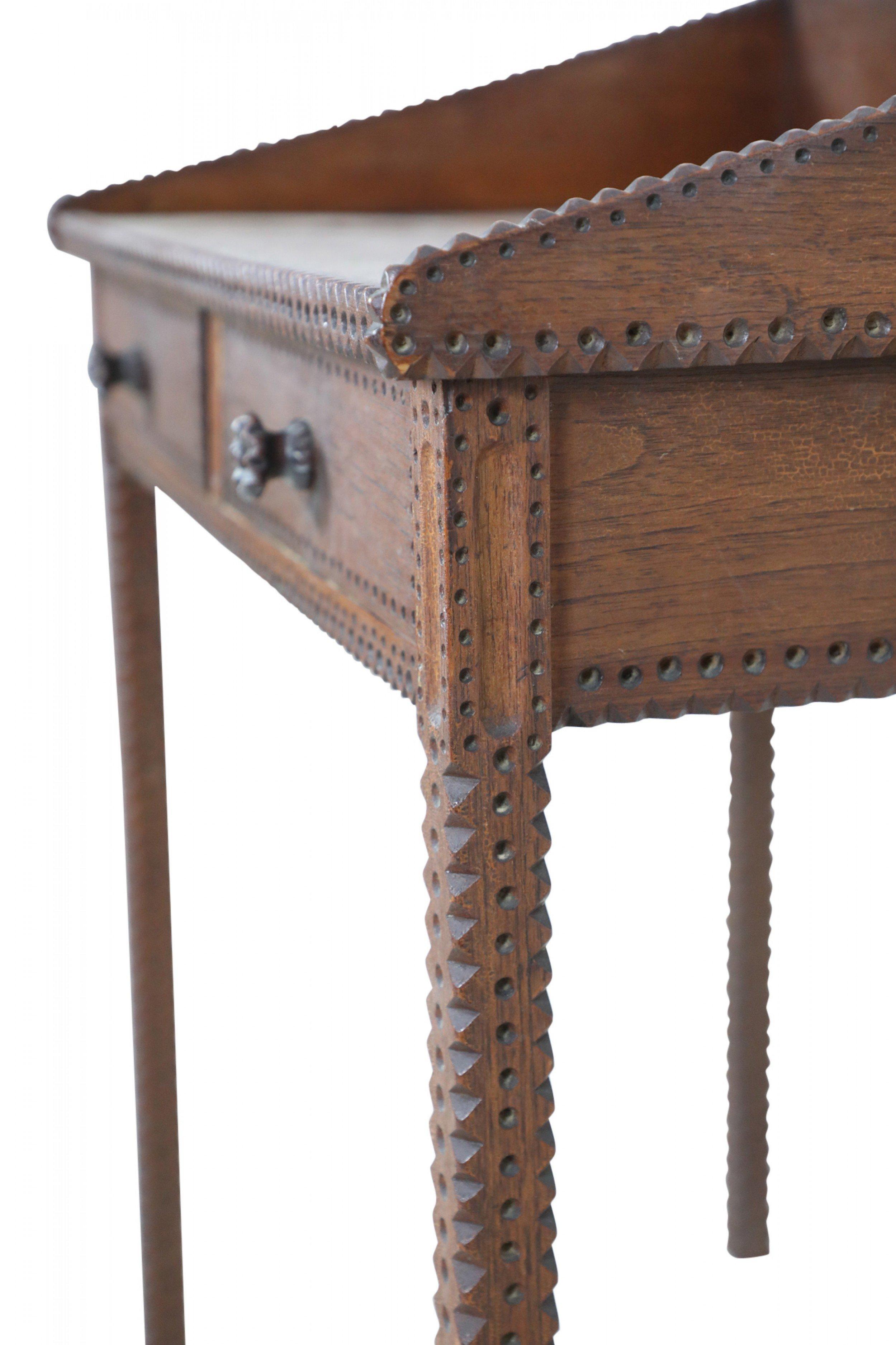 American Country Tramp Art Style Notch Carved Secretary Desk 9