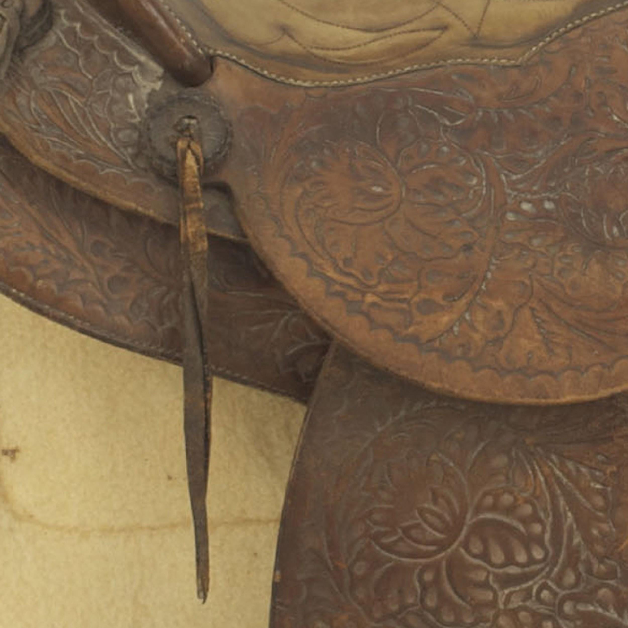 American Country Western Leather Horse Saddle and Blanket In Good Condition For Sale In Queens, NY