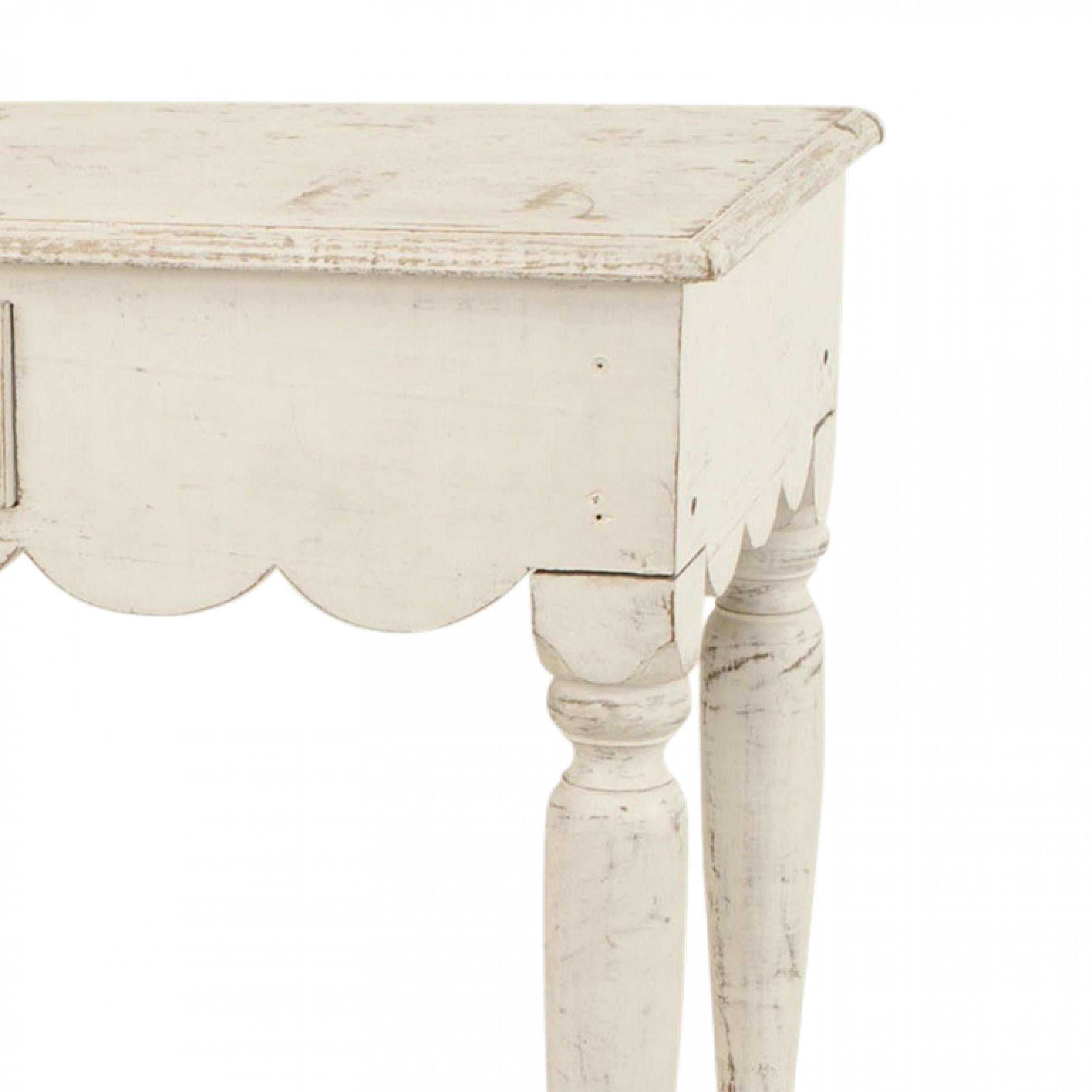 Hand-Painted American Country White Painted Console Table For Sale