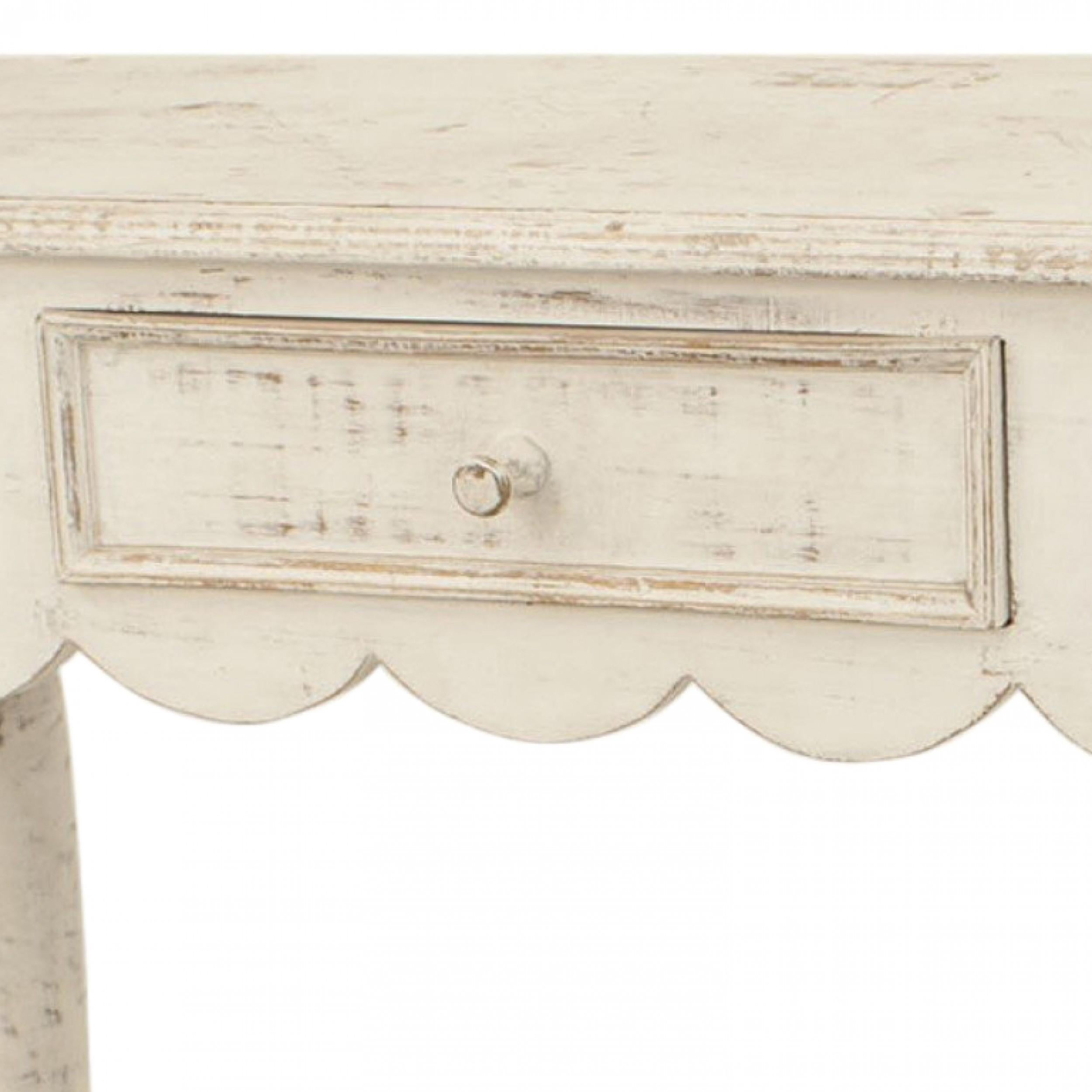 19th Century American Country White Painted Console Table For Sale