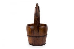 American Country Wooden Barrel Bucket Umbrella Stand with Handle