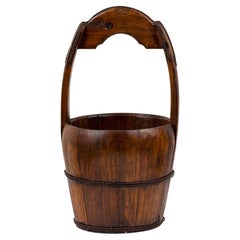 American Country Wooden Barrel Bucket Umbrella Stand with Handle