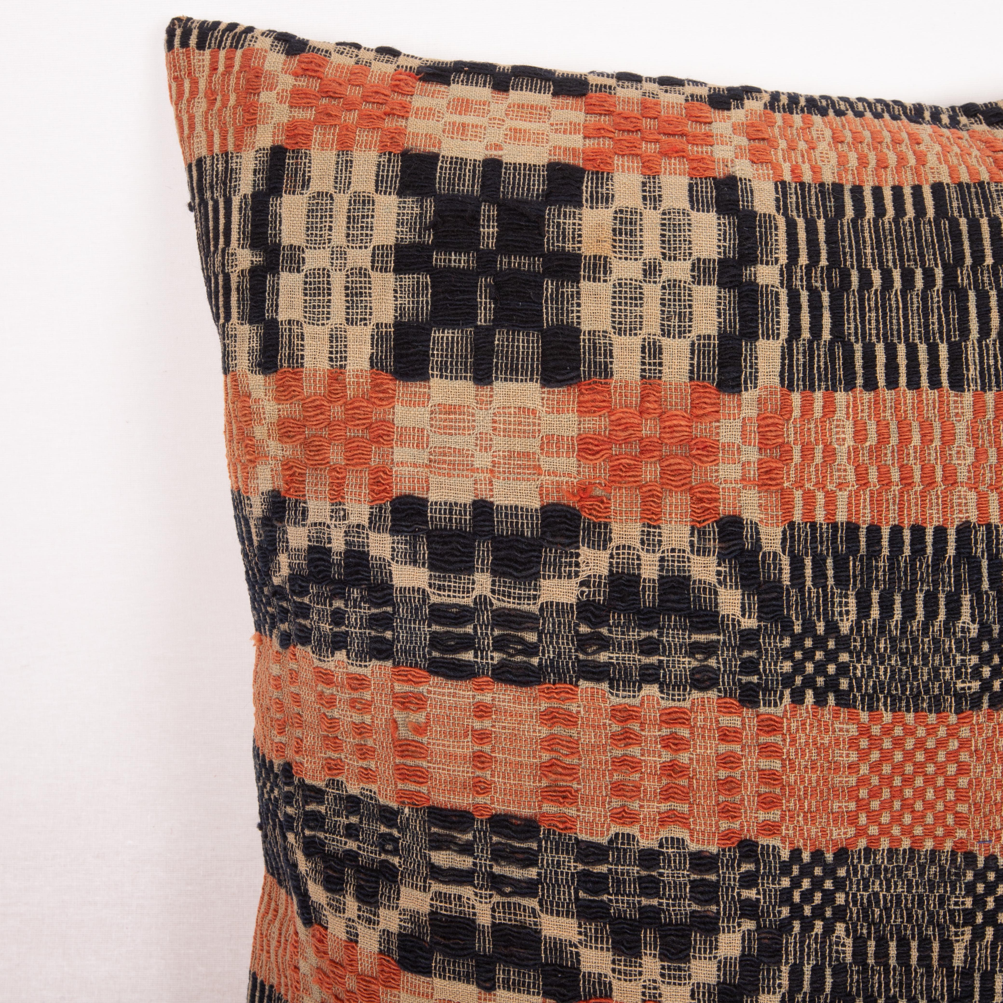 Woven American Coverlet Pillow Cover, North America, 19th C For Sale