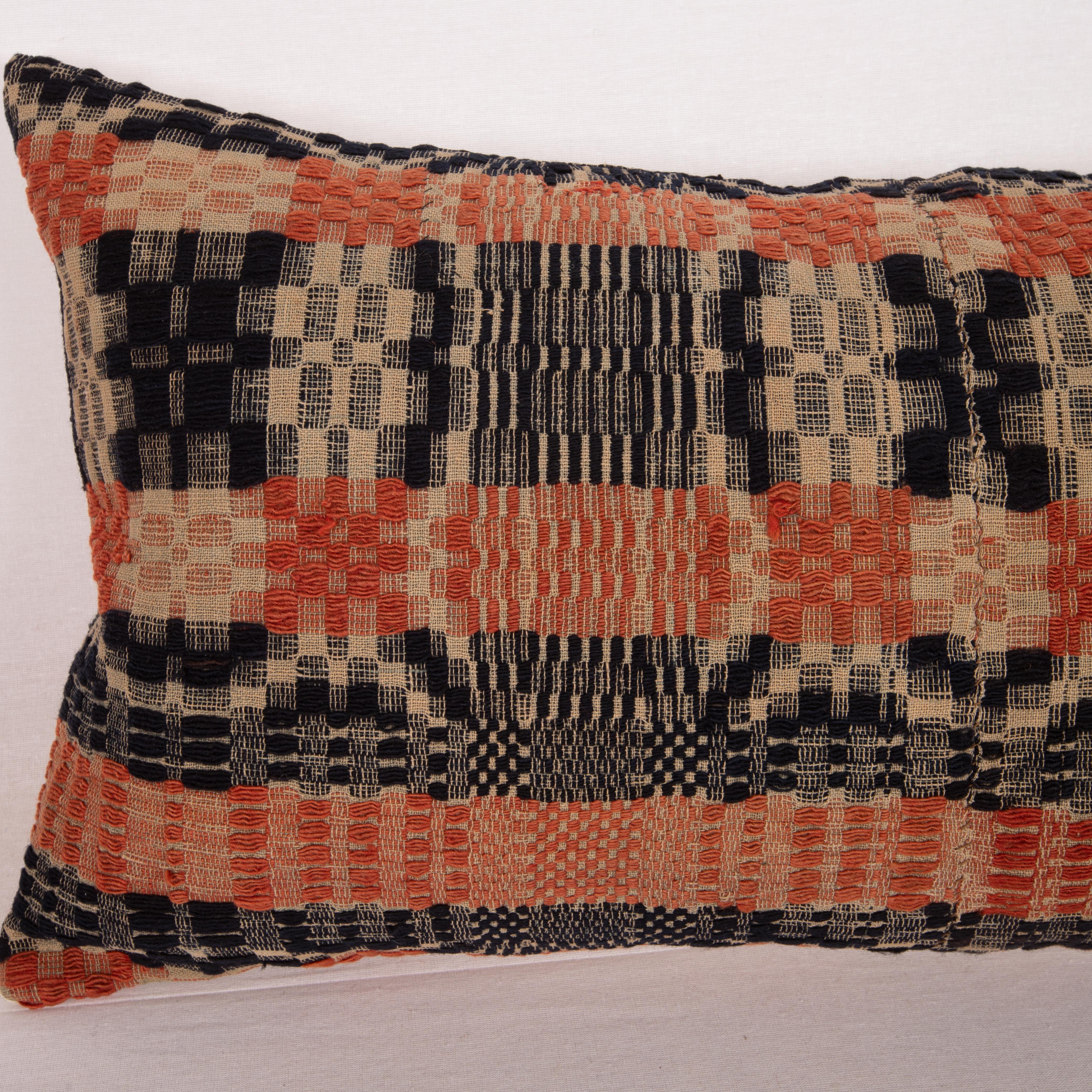 Woven American Coverlet Pillow Cover, North America, 19th C. For Sale