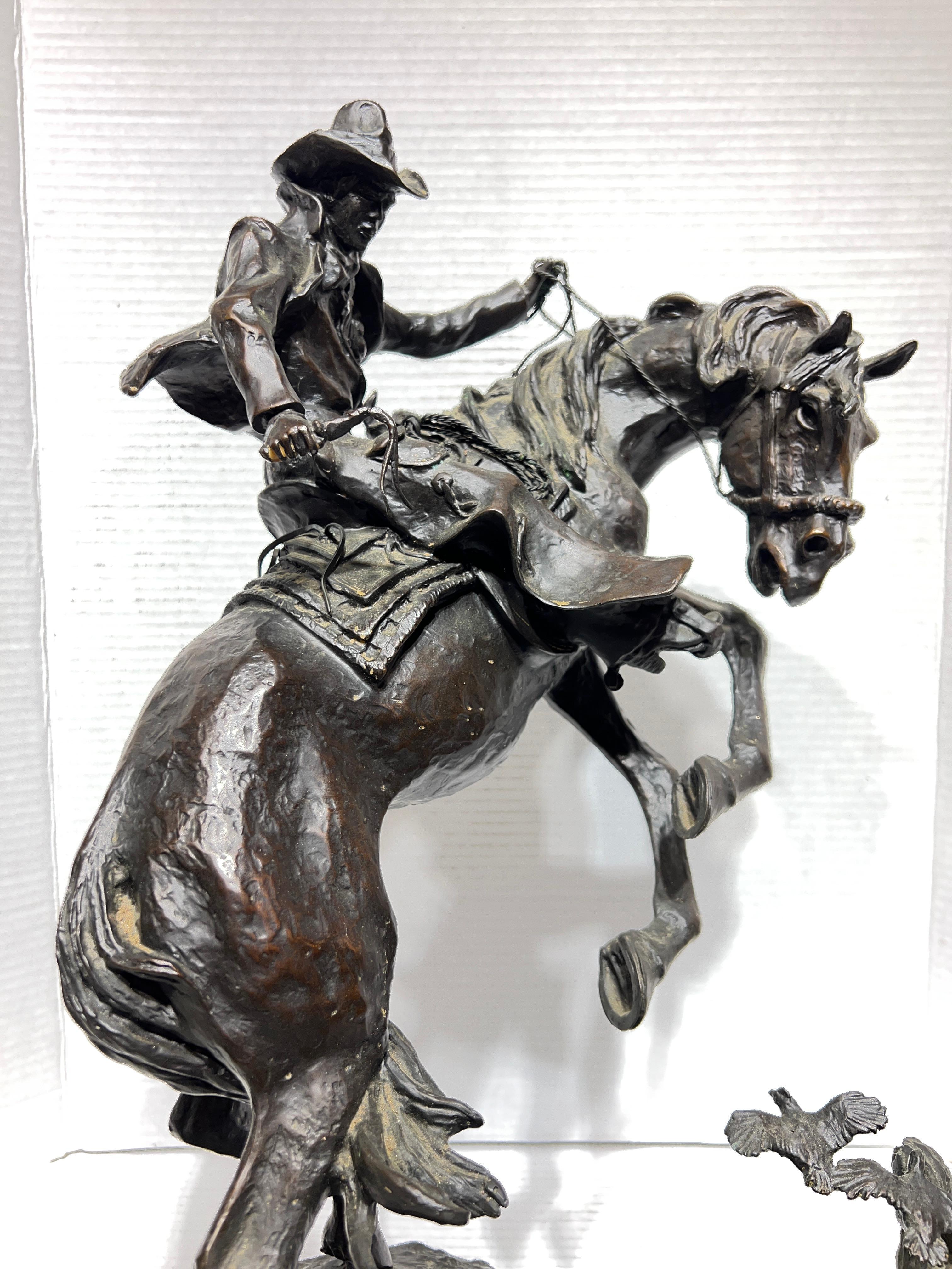 20th Century American Cowboy on Horseback Bronze Sculpture by Ken Payne