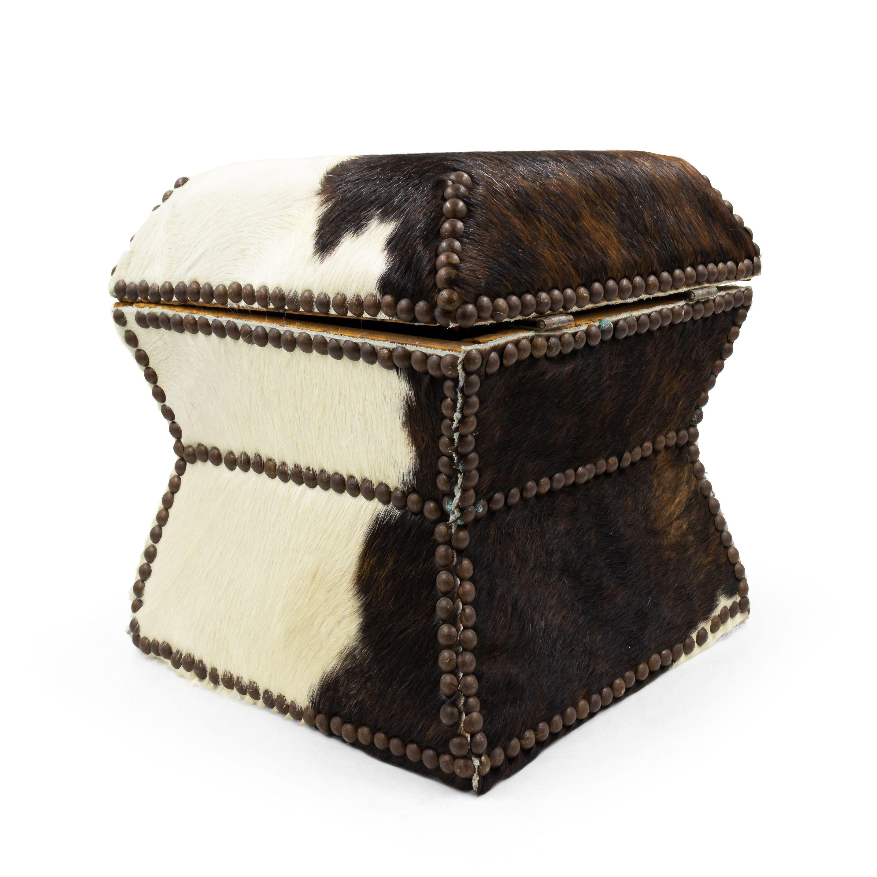 American Cowhide and Brass Box For Sale 5