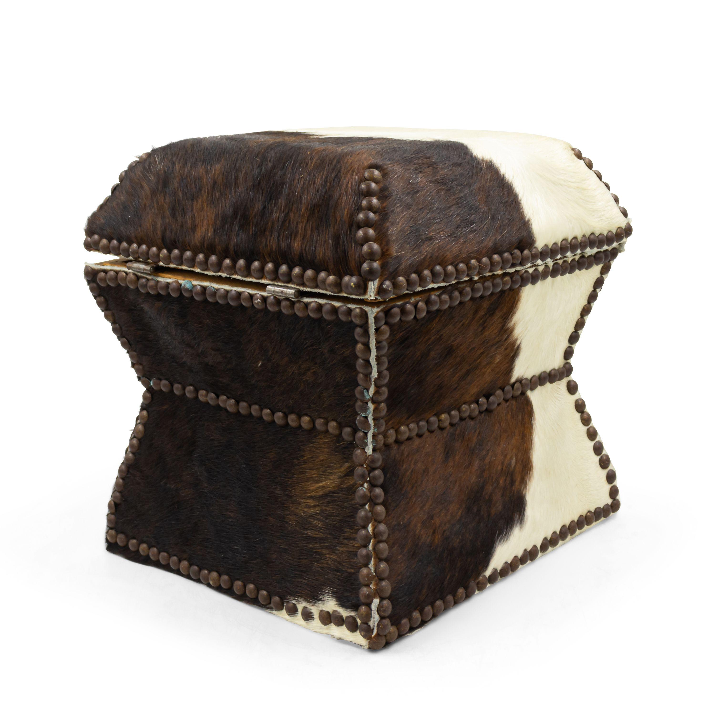American Cowhide and Brass Box For Sale 7