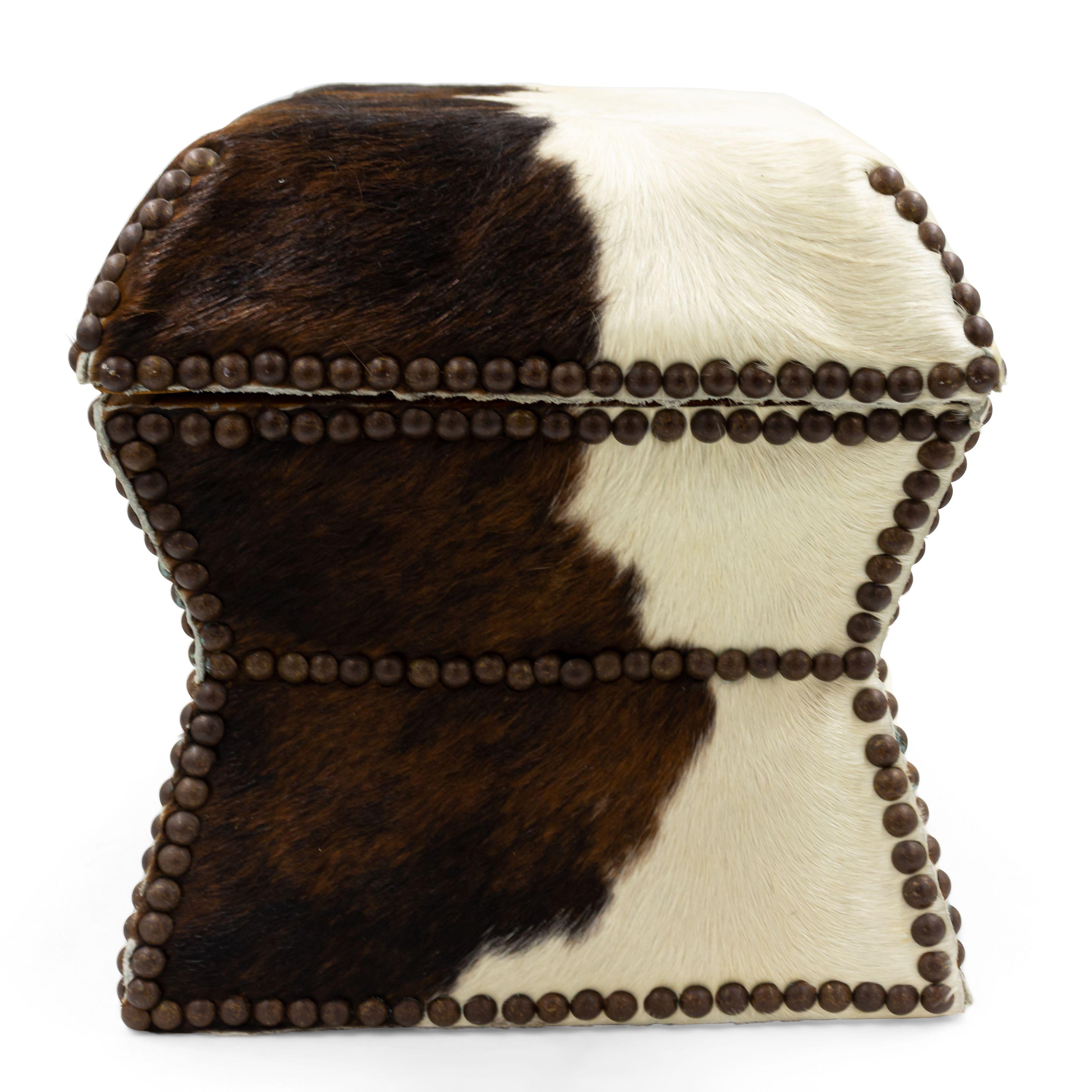 American Cowhide and Brass Box For Sale 8
