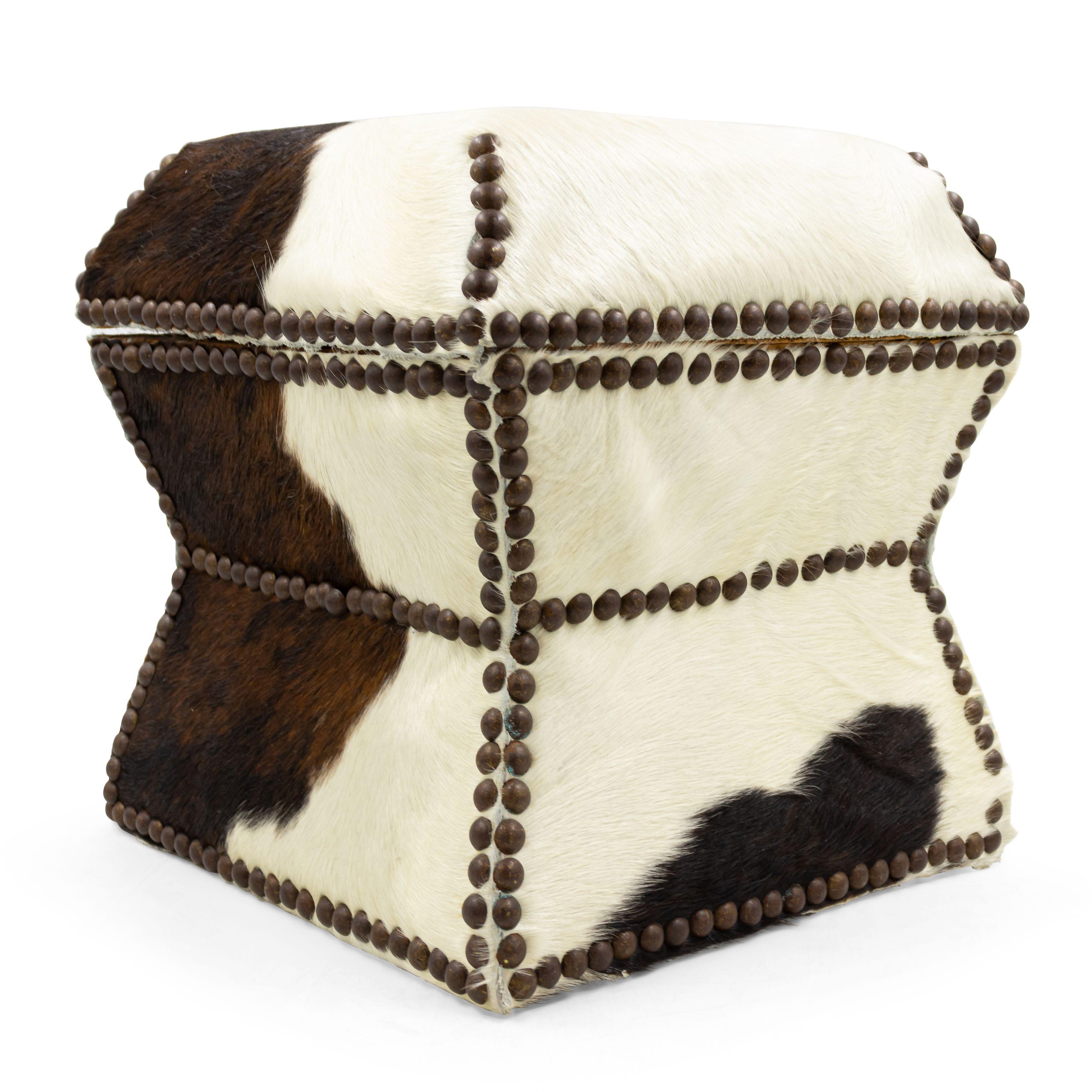 Modern American Cowhide and Brass Box For Sale