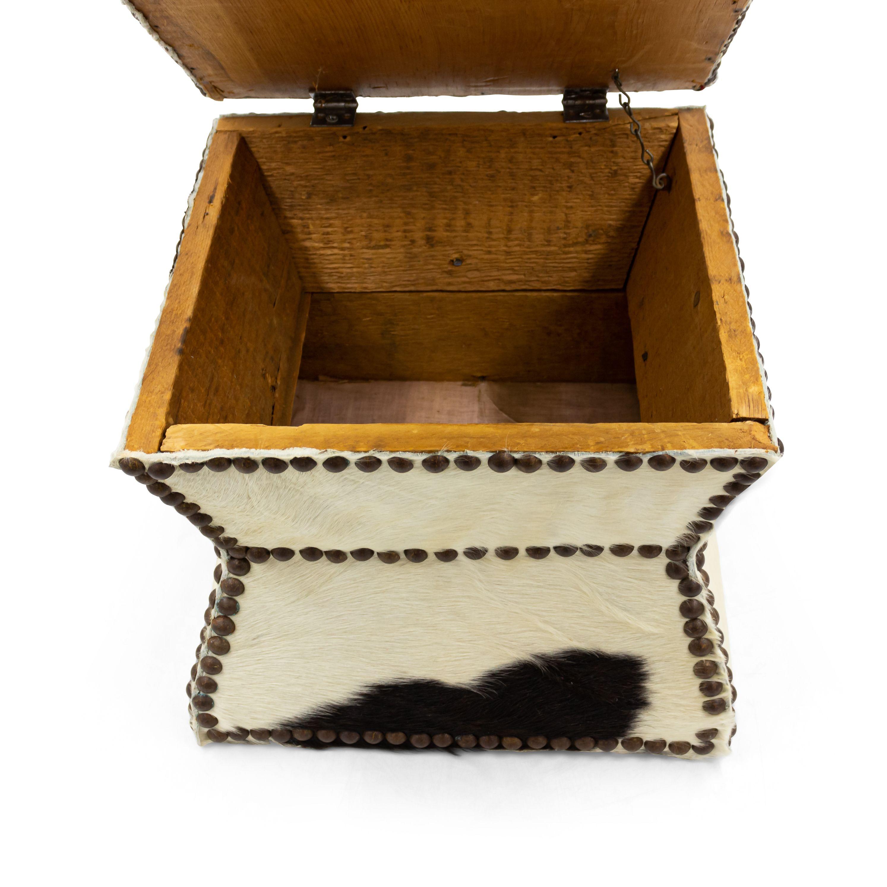 20th Century American Cowhide and Brass Box For Sale