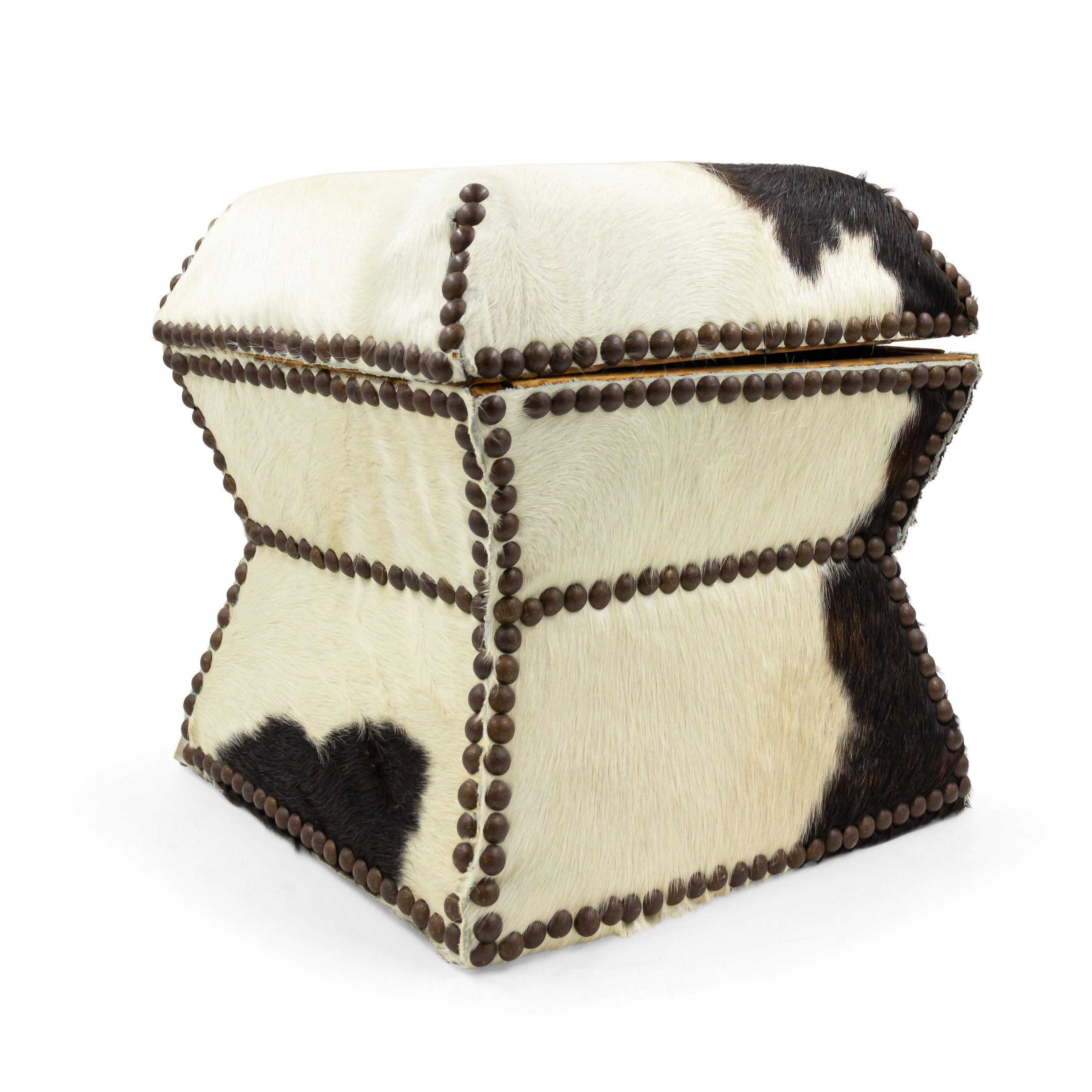 American Cowhide and Brass Box For Sale 3