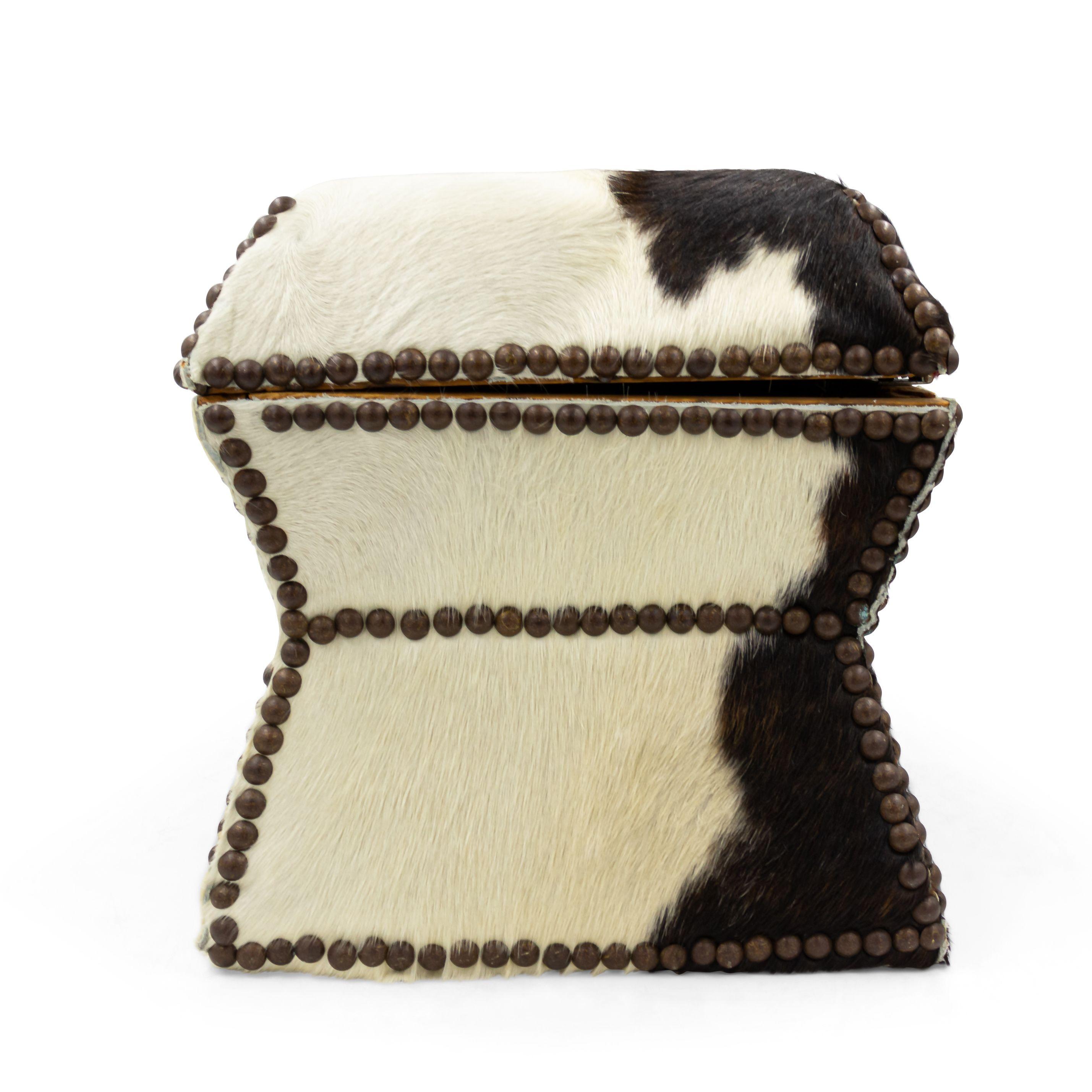 American Cowhide and Brass Box For Sale 4