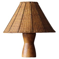 American Craft, Freeform Table Lamp, Oak, Rattan, America, 1960s