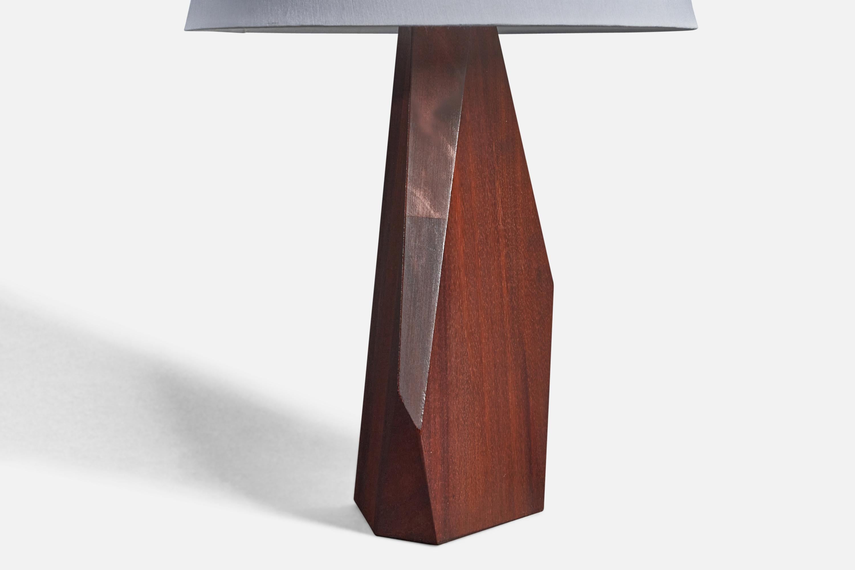 Modern American Craft, Freeform Table Lamp, Walnut, America, 1960s For Sale
