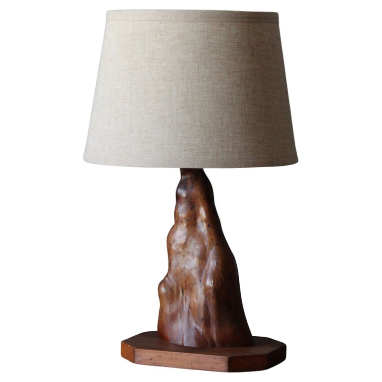 American Craft Freeform Table Lamp Wood Brass America 1960s For At 1stdibs American Craft Freeform Table Lamp, Antique Brass Table Lamp With Black Shader