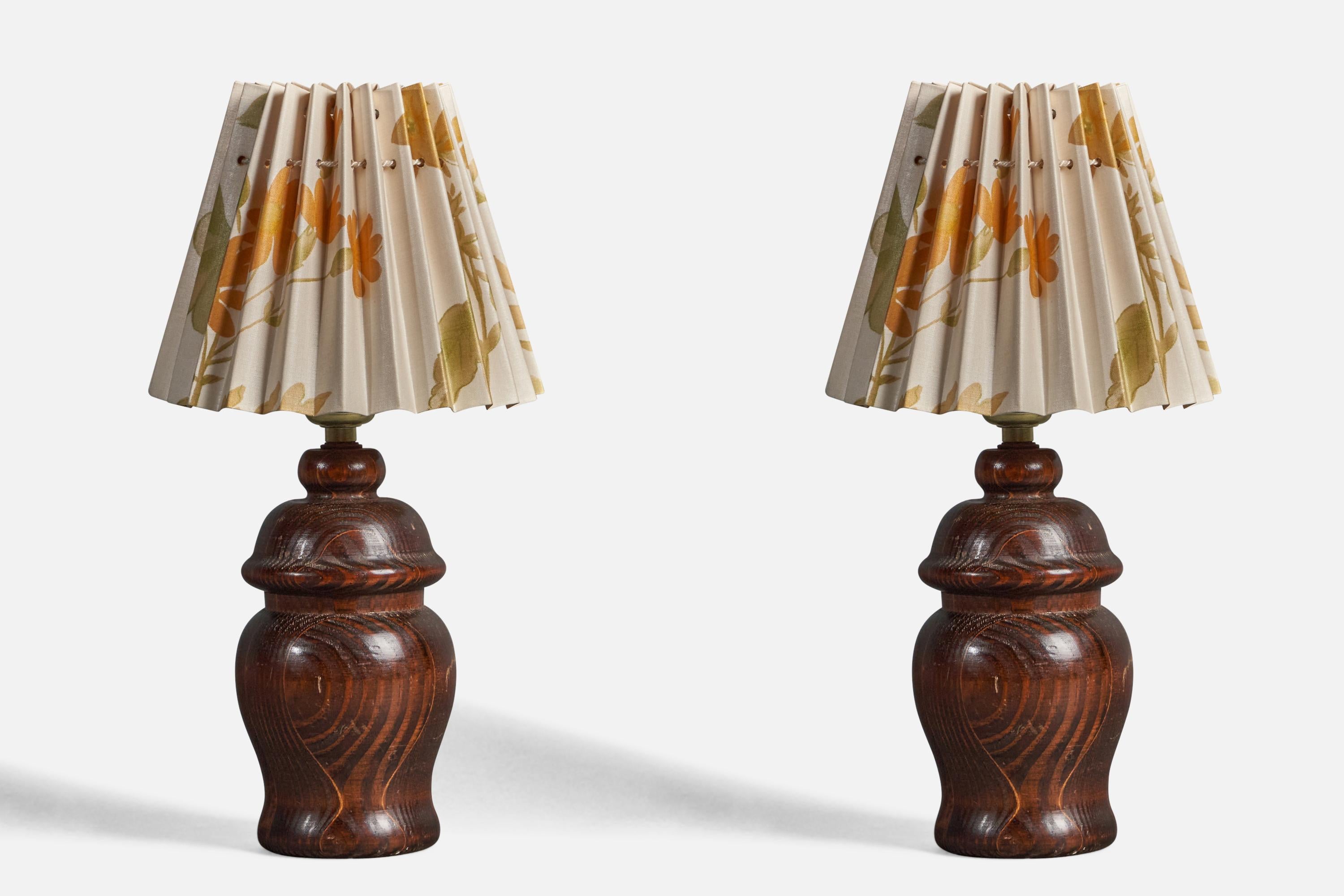 Mid-20th Century American Craft, Freeform Table Lamps, Stained Pine, America, 1960s For Sale