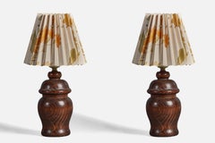 Vintage American Craft, Freeform Table Lamps, Stained Pine, America, 1960s