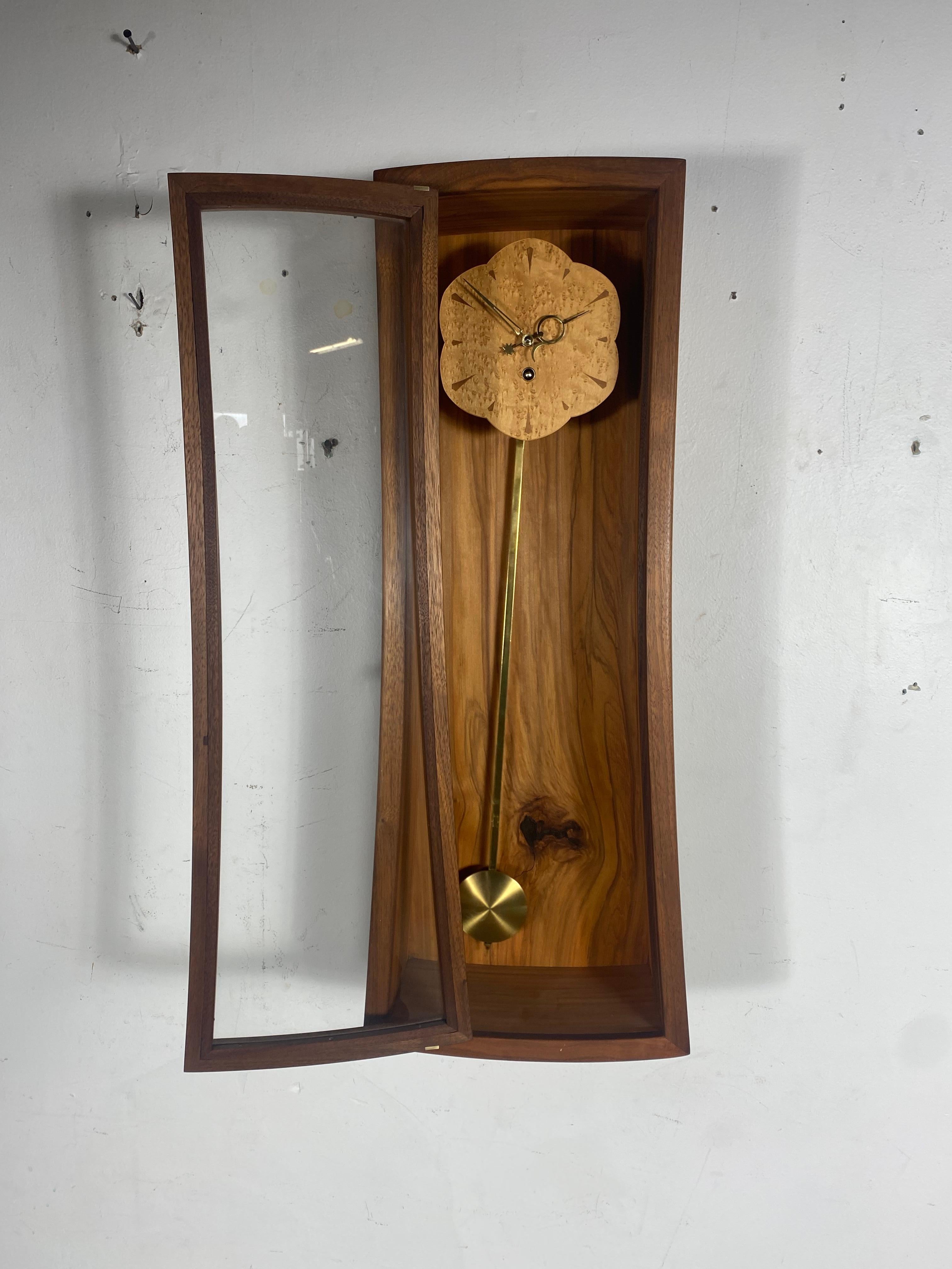 Hand-Crafted American Craft, Hand Wall Clock , Scandinavian Modern Design by George Gordon For Sale