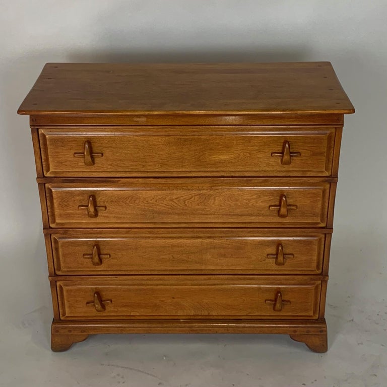 American Craft Hard Rock Maple 4 Drawer Dresser with Sculptural Pulls