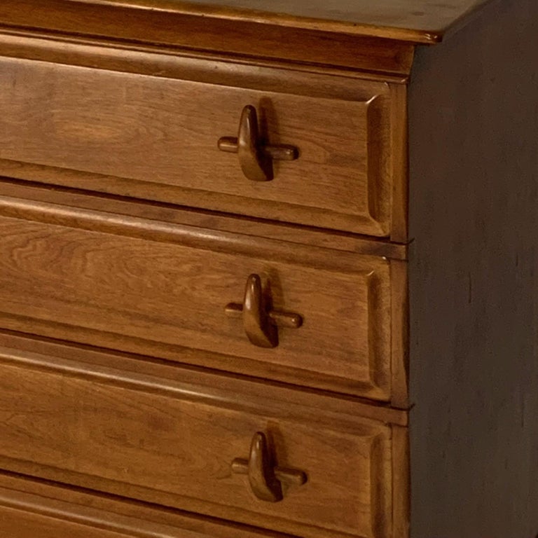 American Craft Hard Rock Maple 4 Drawer Dresser with Sculptural Pulls