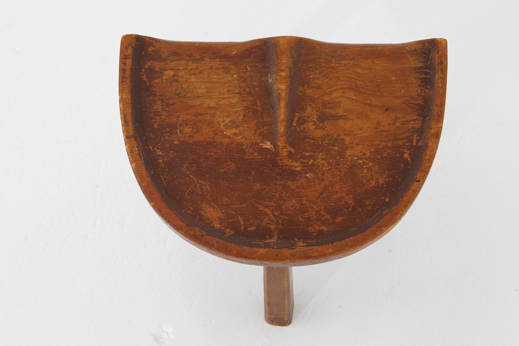 Wood American Craft Movement 3-Legged Milking Stool in the Style of Arthur Cunningham