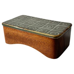 American Craft Porcelain & Mahogany Decorative Lidded Trinket Box by Don Doezema