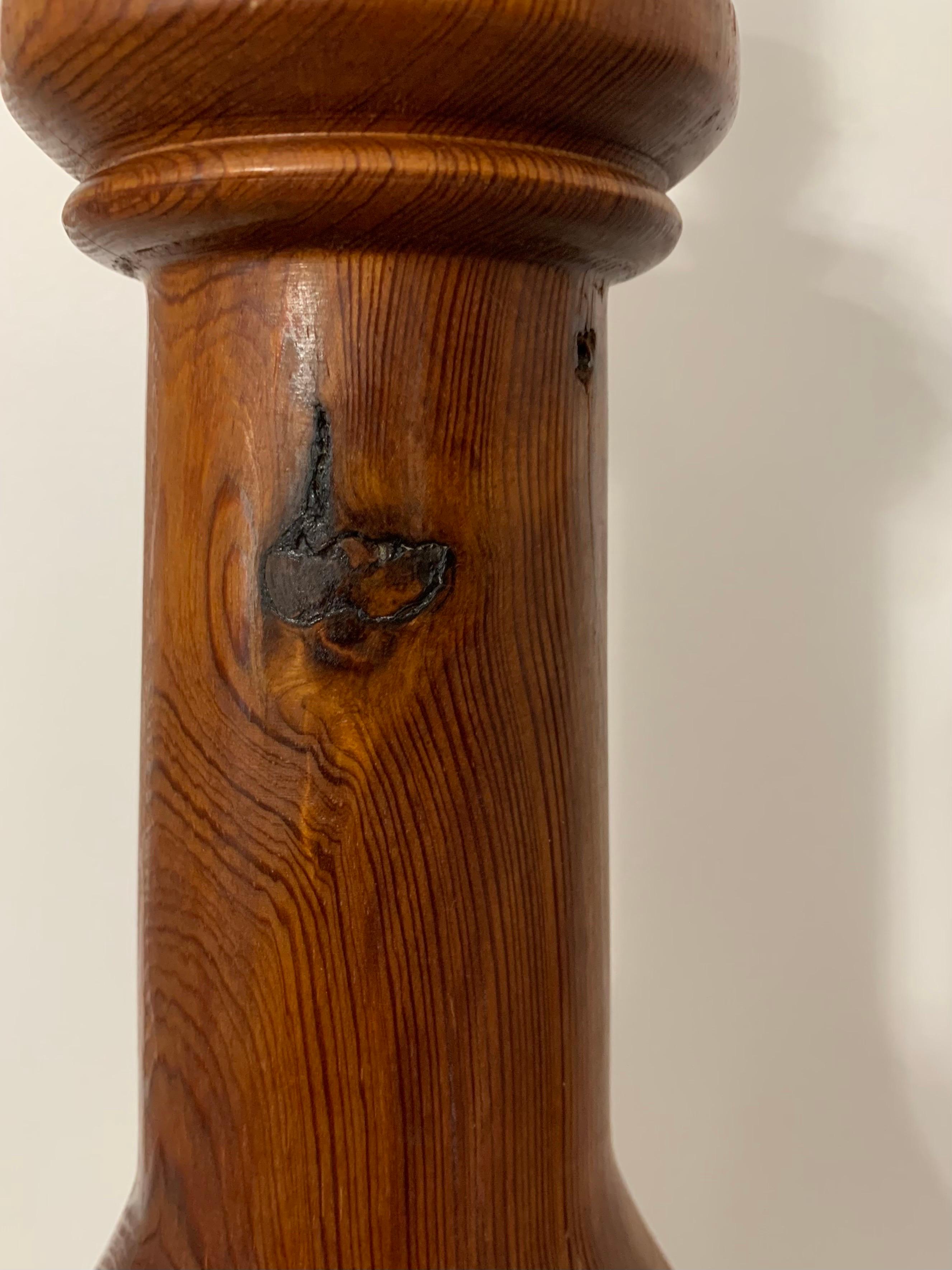 American Craft, Reclaimed Turned Wood Table Lamp, 1970s For Sale 1
