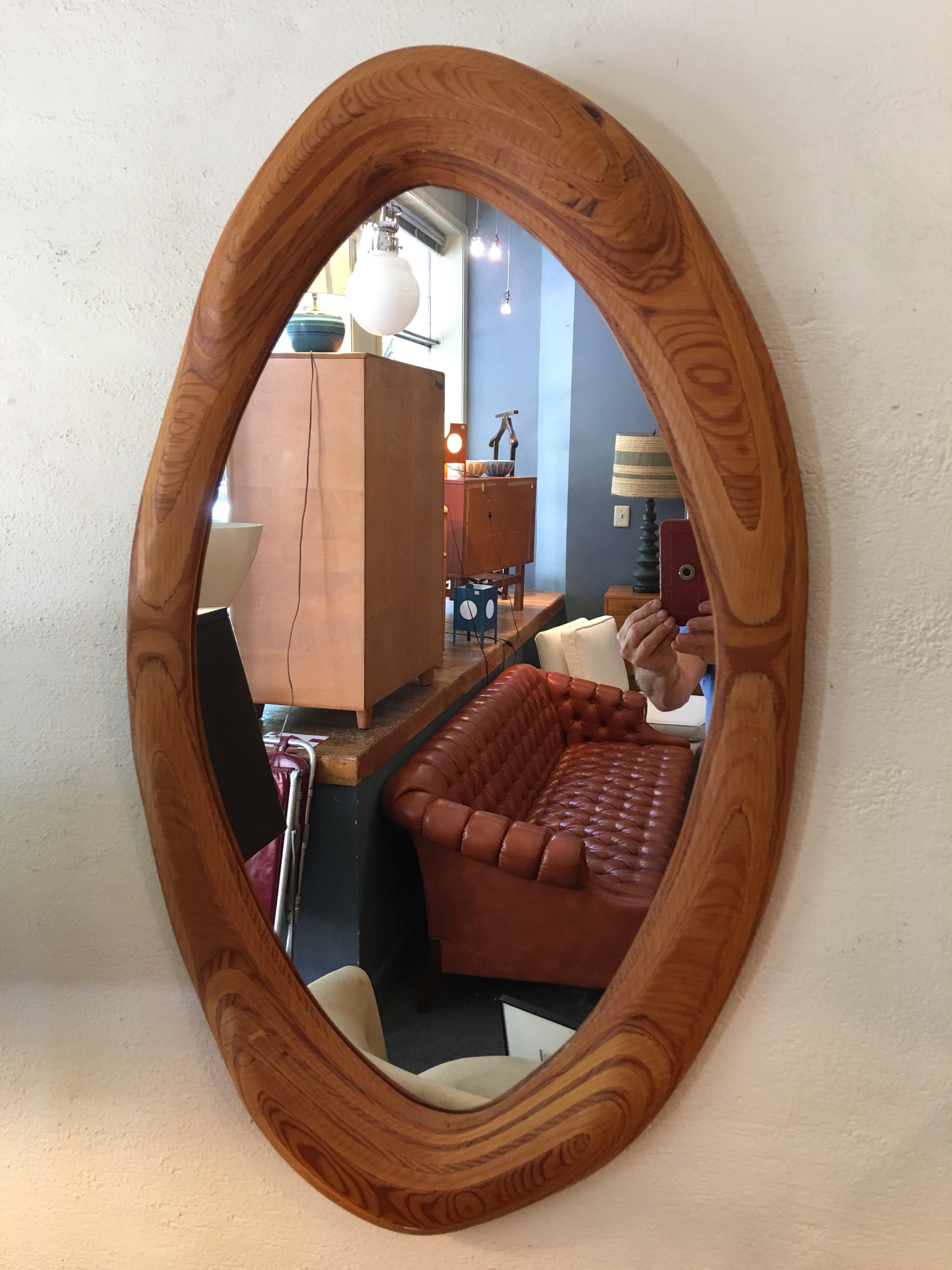 20th Century American Craft Sculpted Plywood Mirror