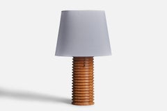 American Craft, Table Lamp, Wood, Rattan, America, 1960s