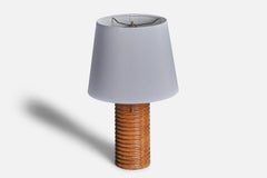 American Craft, Table Lamp, Wood, Brass, Rattan, America, 1960s