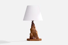 American Craft, Table Lamp, Wood, Brass, USA, 1960s