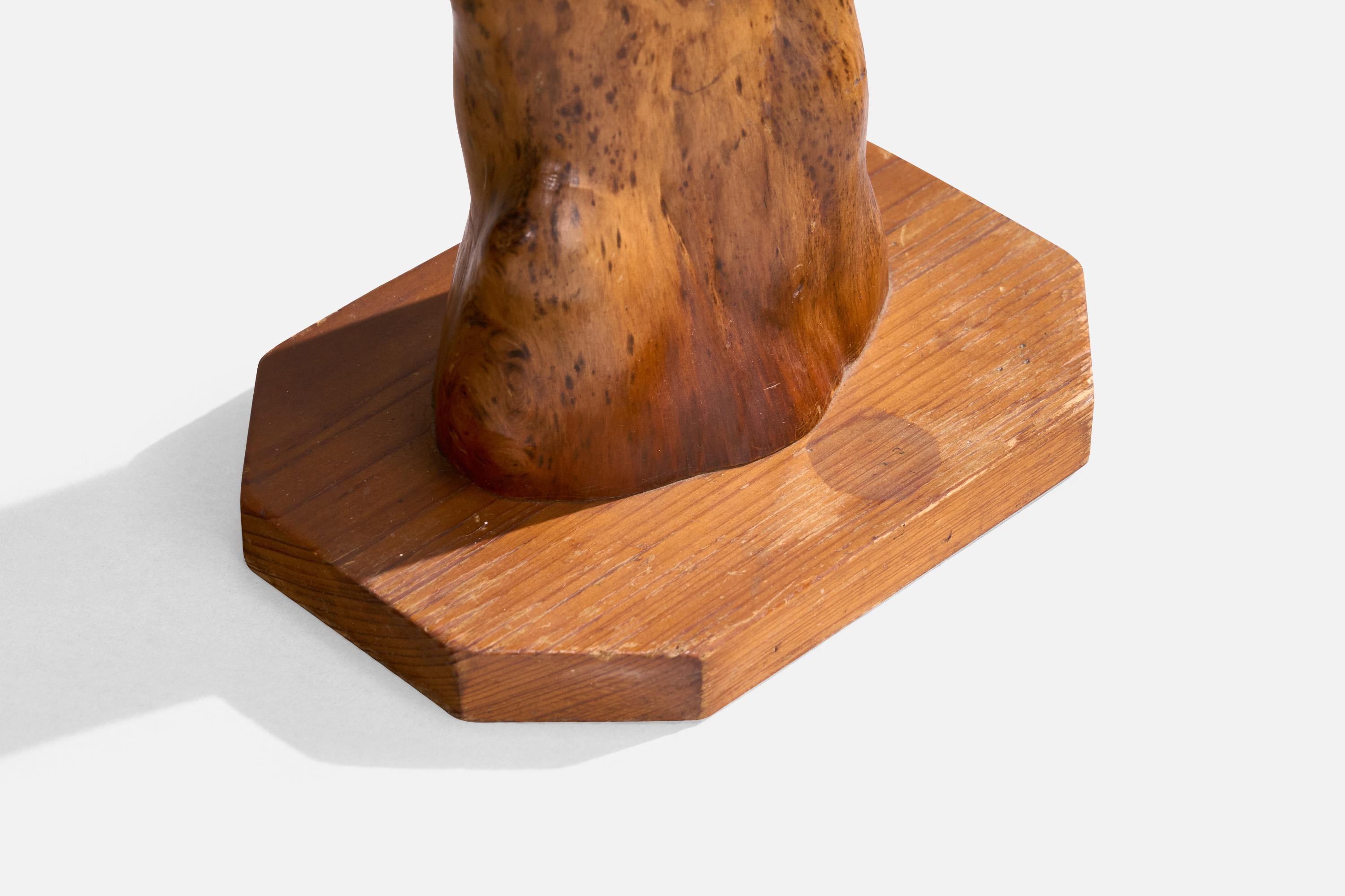 American Craft, Lámpara de mesa, Madera, Latón, EE.UU., Años 60 Estadounidense en venta