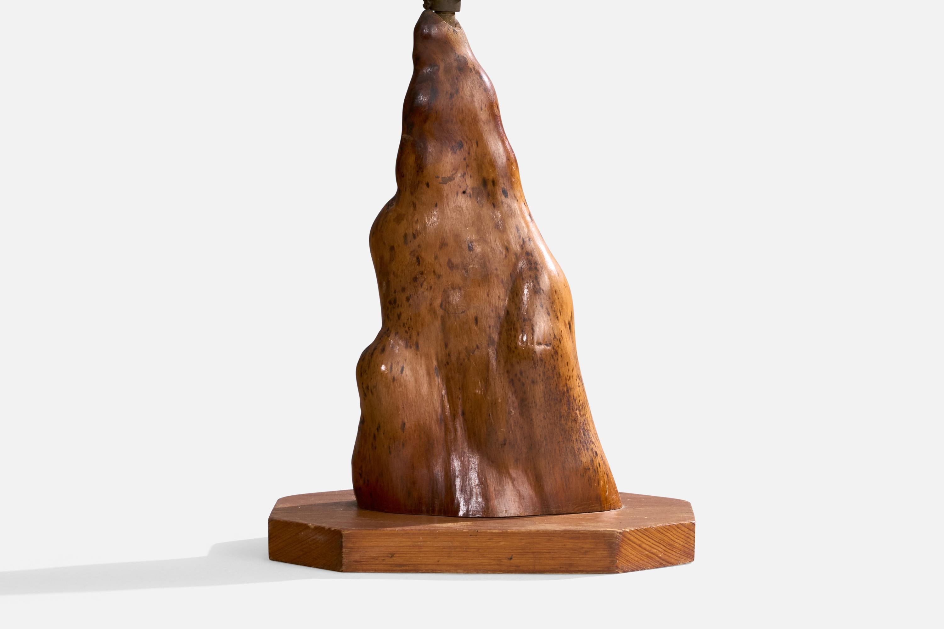 American Craft, Lámpara de mesa, Madera, Latón, EE.UU., Años 60 en venta 1