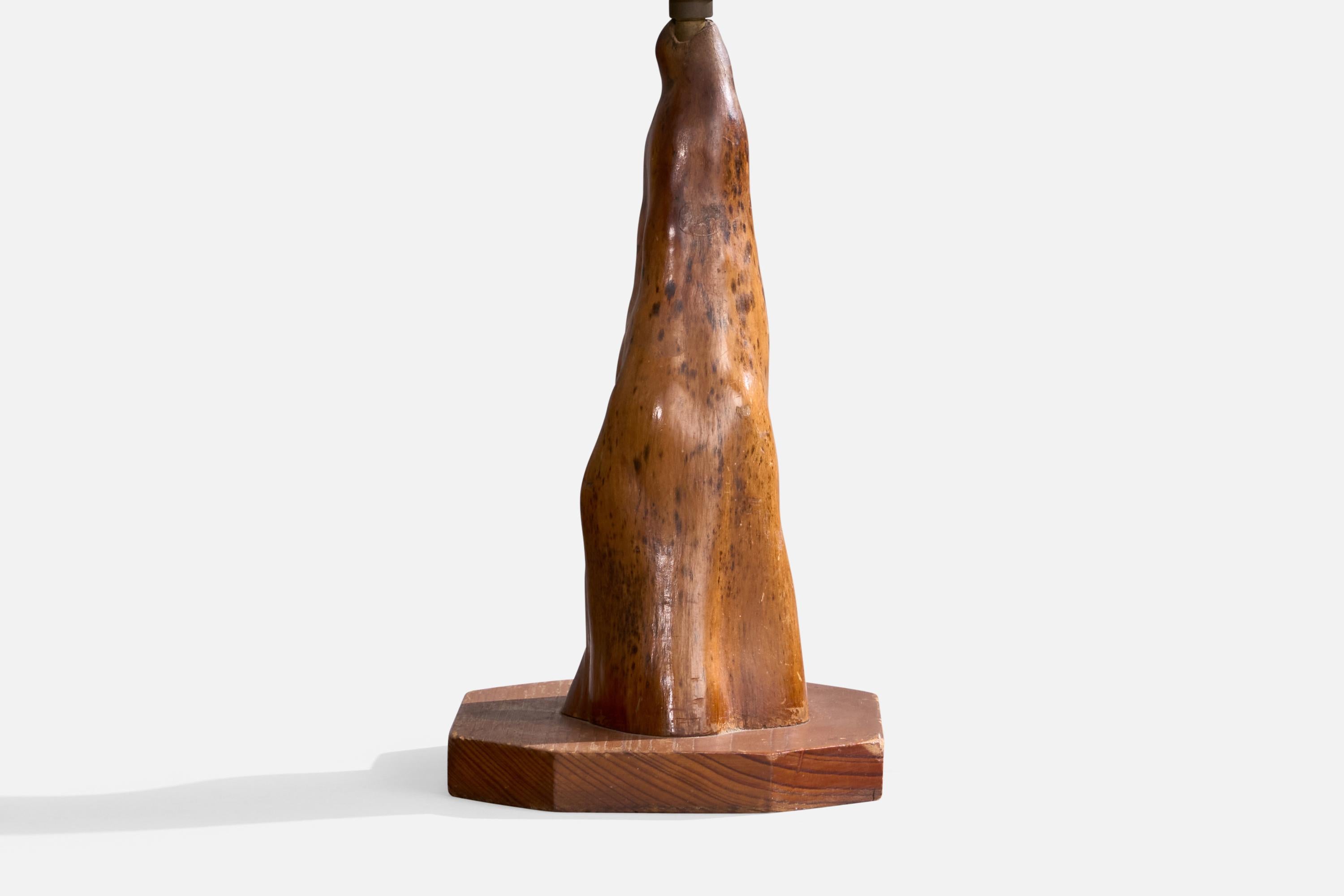 American Craft, Lámpara de mesa, Madera, Latón, EE.UU., Años 60 en venta 3