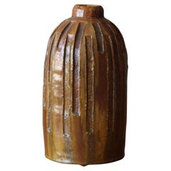 American Craft, Vase, Incised Brown Glazed Ceramic, America, 1960s