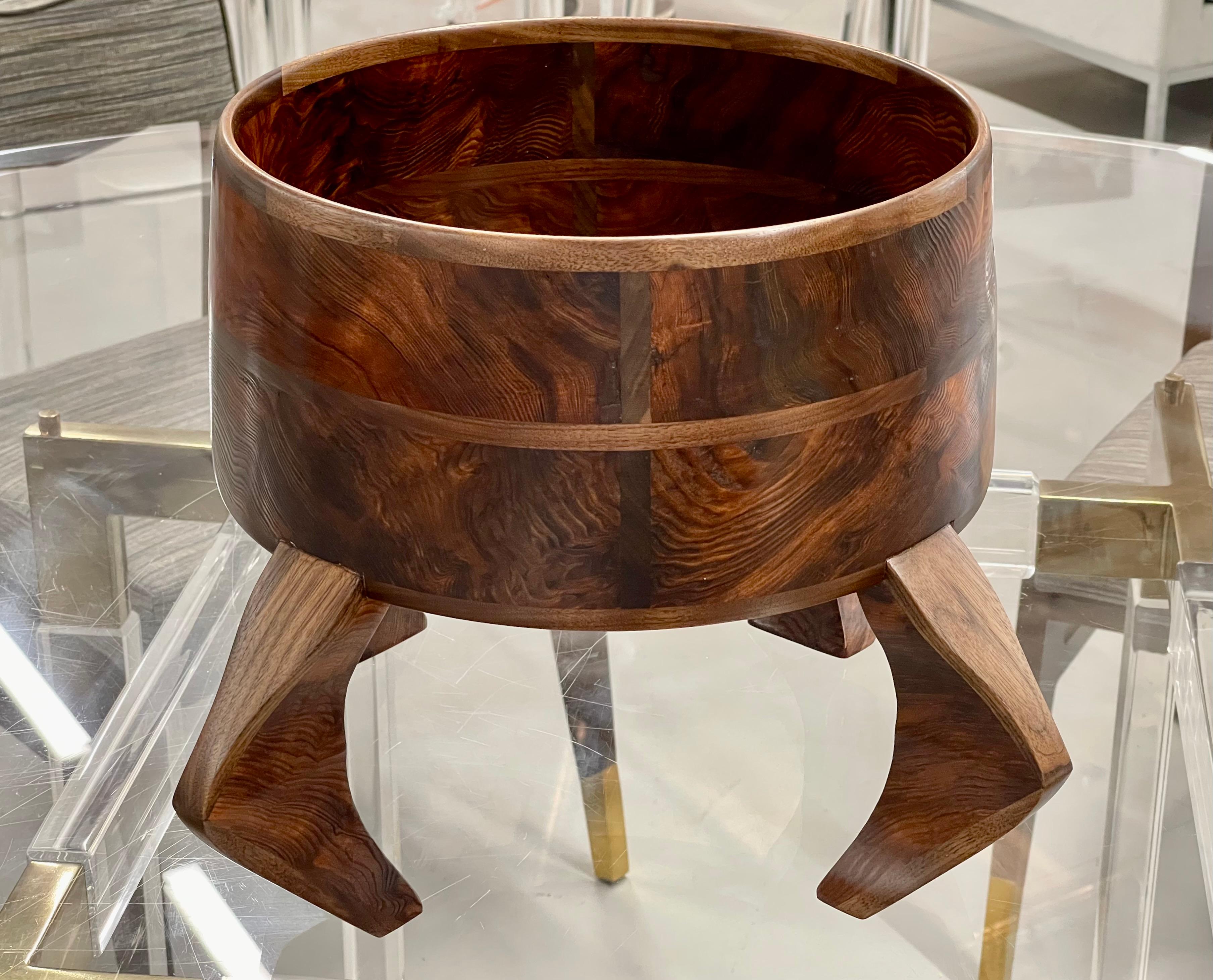 A beautiful craft vessel in walnut by the local Palm Springs artisan Ken Gamet. Made in 2021 in has great detail and presence. Signed on the base, and it is in excellent condition.