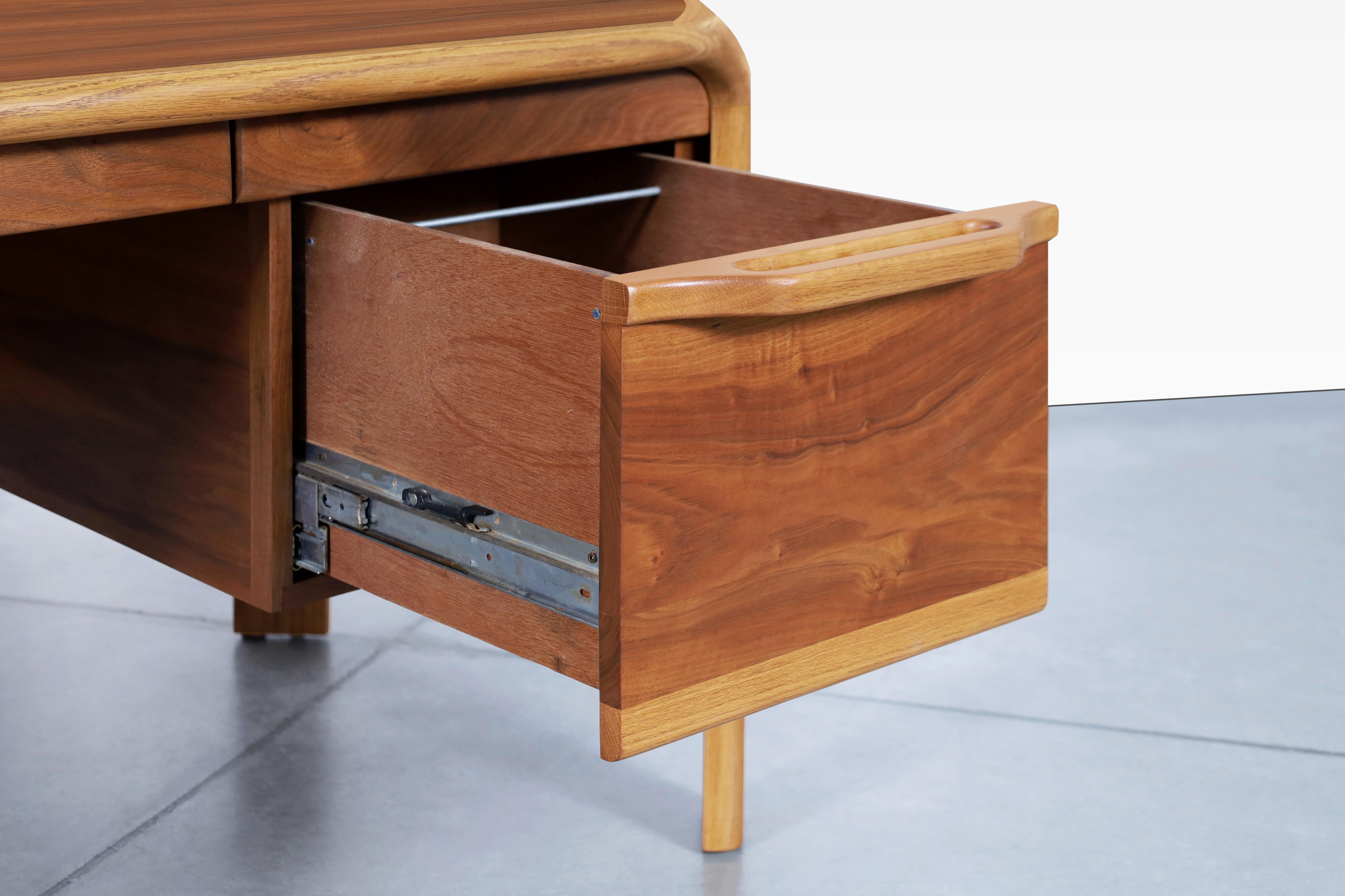 Late 20th Century American Crafted Walnut and Oak Desk Attributed to Lou Hodges