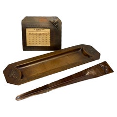 American Craftsman Hand-Hammered Copper Desk Set by Craftsman, Set of 3, Stamped