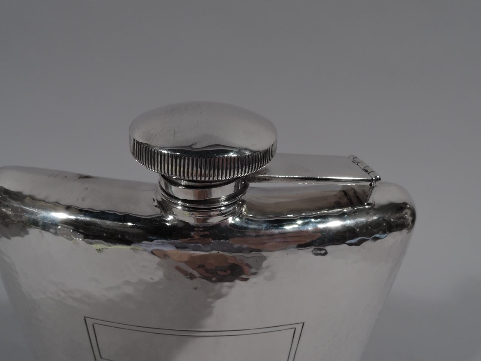 20th Century American Craftsman Hand-Hammered Sterling Silver Flask