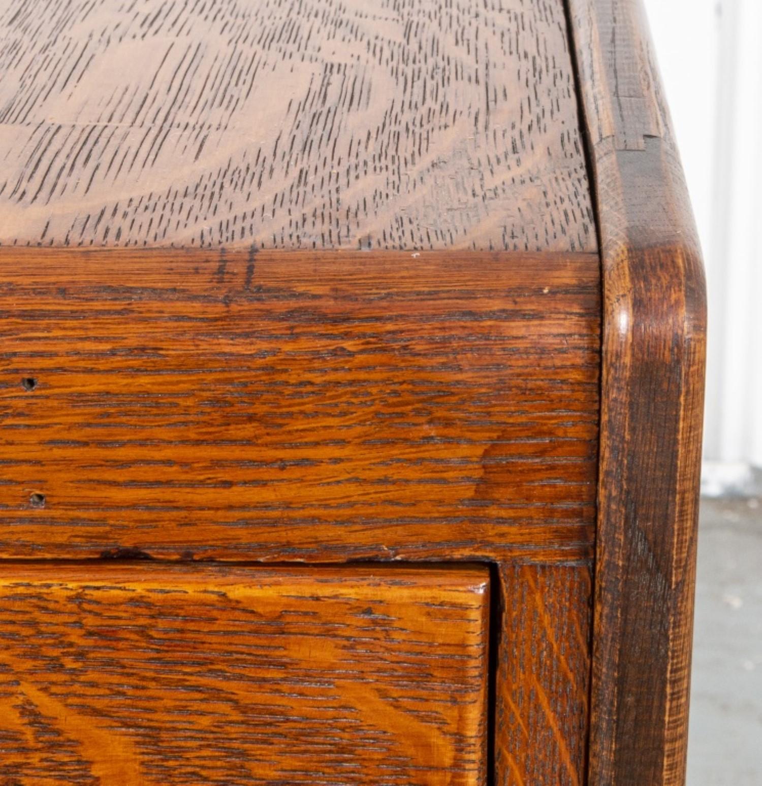 Modern American Craftsman Oak Filing Cabinet For Sale